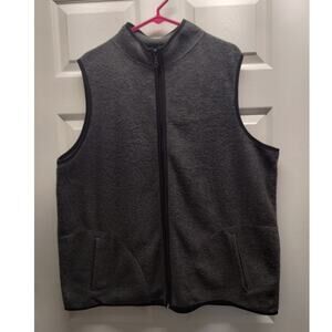 Just My Size Women's Plus 18/20 Gray Fleece Full Zip-Up Sleeveless Pockets Vest